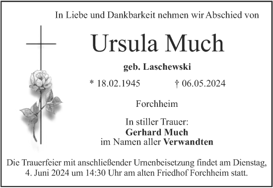 Anzeige von Ursula Much von MGO