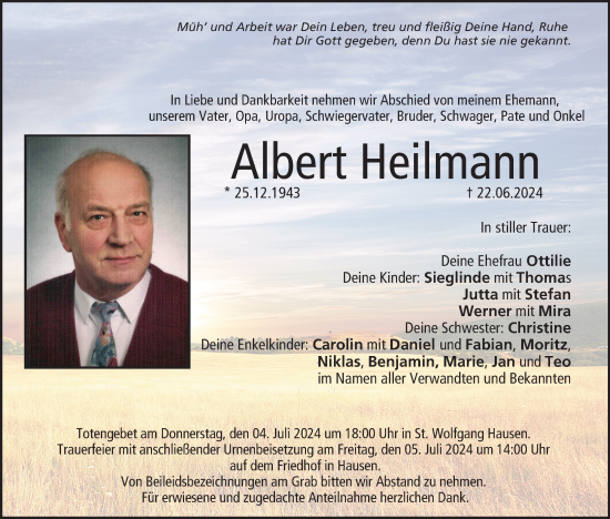 Anzeige von Albert Heilmann von MGO
