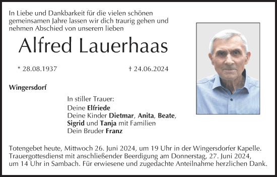 Anzeige von Alfred Lauerhaas von MGO