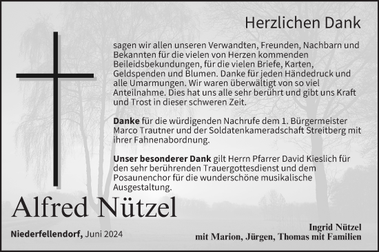 Anzeige von Alfred Nützel von MGO