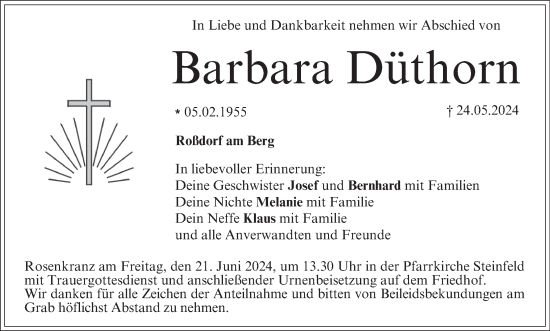 Anzeige von Barbara Düthorn von MGO