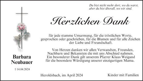 Anzeige von Barbara Neubauer von MGO