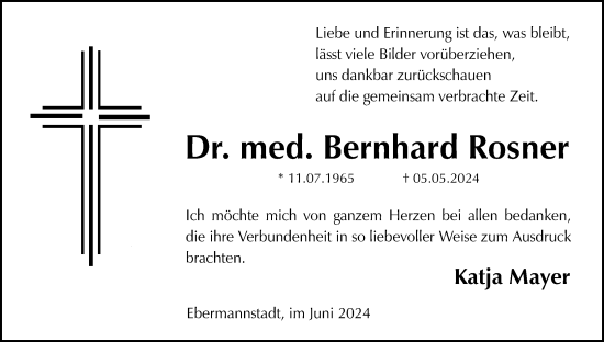 Anzeige von Bernhard Rosner von MGO