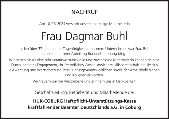 Anzeige von Dagmar Buhl von MGO