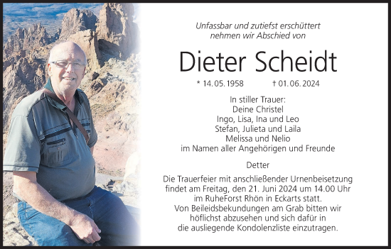 Anzeige von Dieter Scheidt von MGO