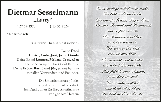 Anzeige von Dietmar Sesselmann von MGO