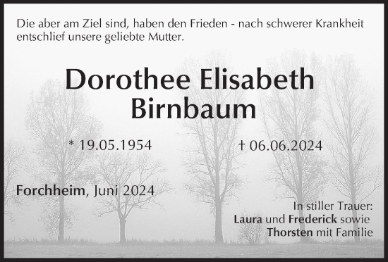 Anzeige von Dorothee Elisabeth Birnbaum von MGO