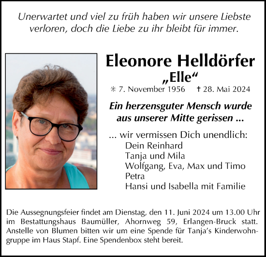 Anzeige von Eleonore Helldörfer von MGO