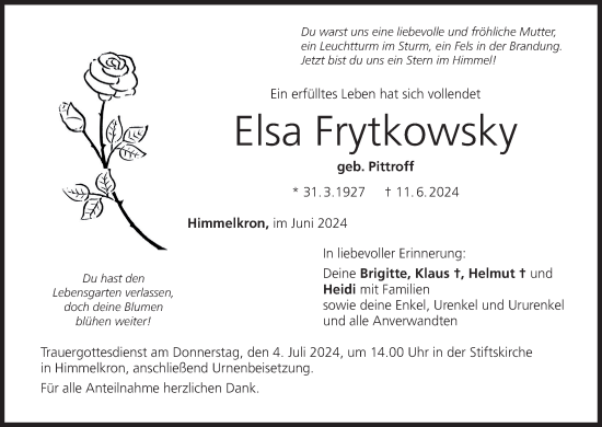 Anzeige von Elsa Frytkowsky von MGO