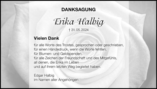 Anzeige von Erika Halbig von MGO