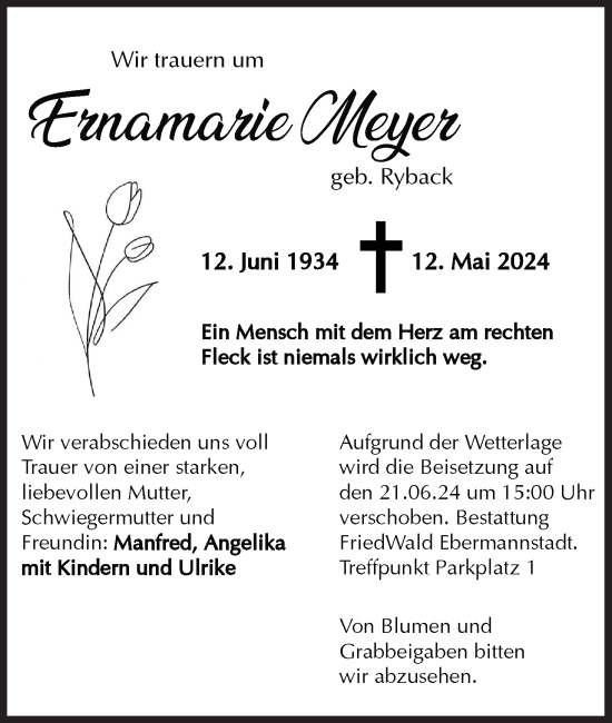 Anzeige von Ernamarie Meyer von MGO