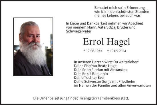 Anzeige von Errol Hagel von MGO