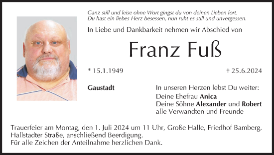 Anzeige von Franz Fuß von MGO