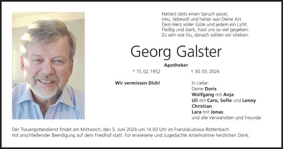Anzeige von Georg Galster von MGO