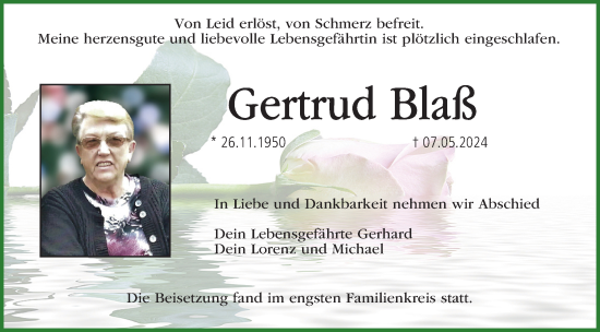 Anzeige von Gertrud Blaß von MGO