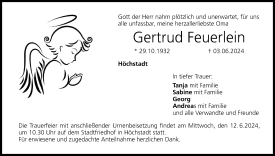 Anzeige von Gertrud Feuerlein von MGO
