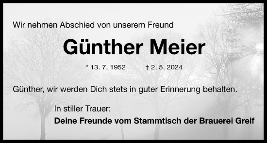 Anzeige von Günther Meier von MGO