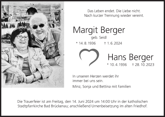 Anzeige von Hans Berger von MGO