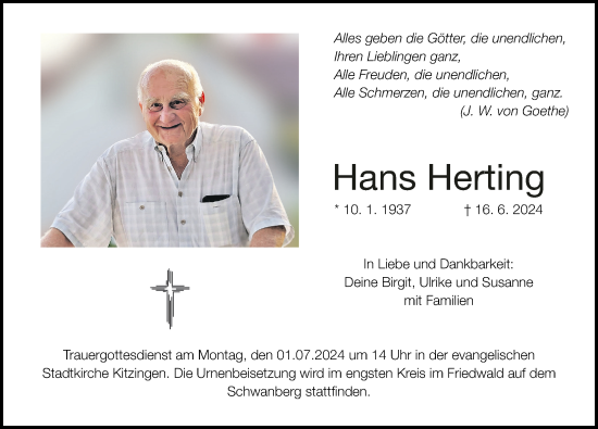 Anzeige von Hans Herting von MGO