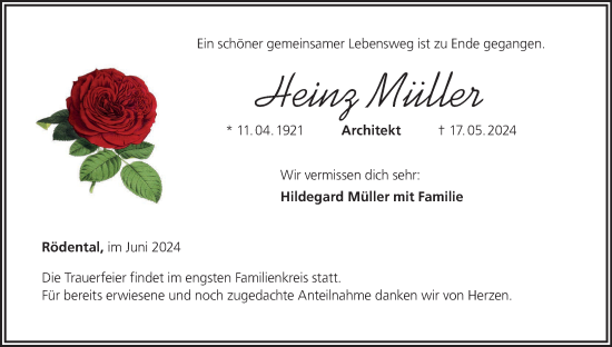 Anzeige von Heinz Müller von MGO