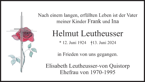 Anzeige von Helmut Leutheusser von MGO