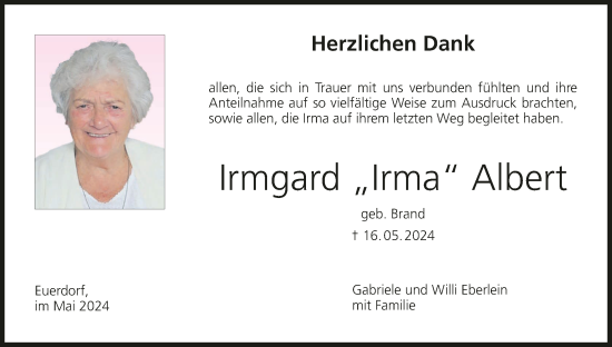 Anzeige von Irmgard  Albert von MGO