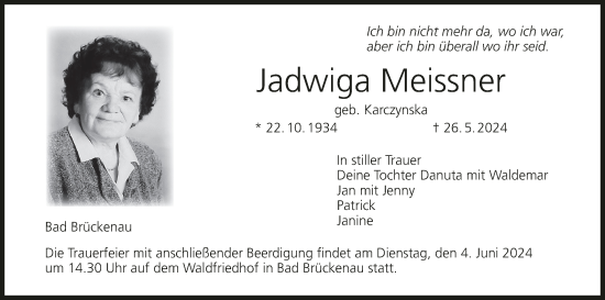 Anzeige von Jadwiga Meissner von MGO