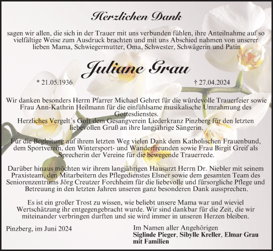 Anzeige von Juliane Grau von MGO