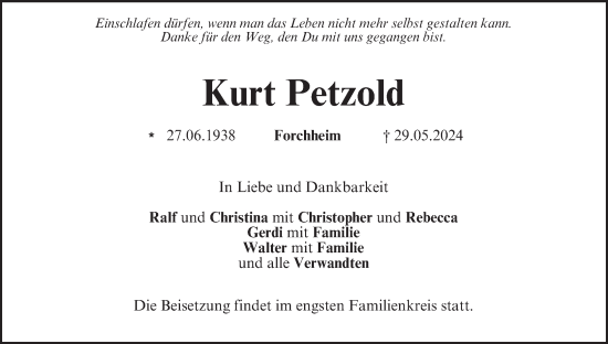 Anzeige von Kurt Petzold von MGO