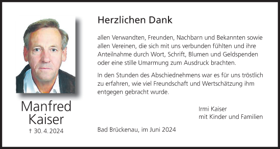 Anzeige von Manfred Kaiser von MGO
