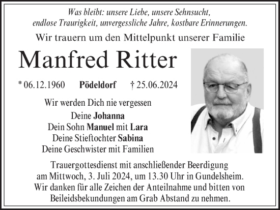 Anzeige von Manfred Ritter von MGO