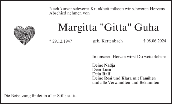 Anzeige von Margitta Guha von MGO
