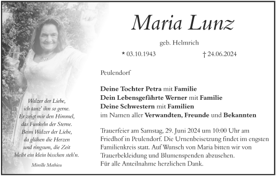 Anzeige von Maria Lunz von MGO