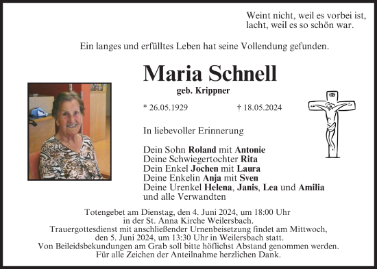 Anzeige von Maria Schnell von MGO
