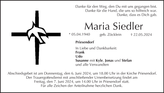 Anzeige von Maria Siedler von MGO