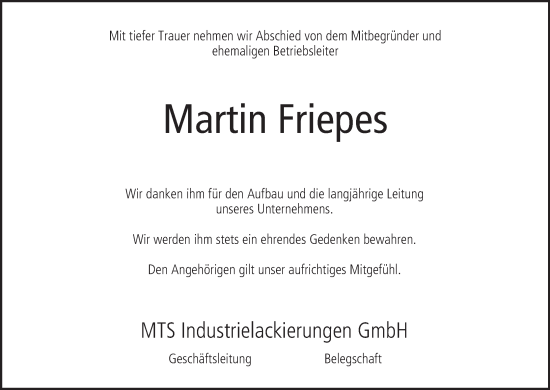 Anzeige von Martin Friepes von MGO