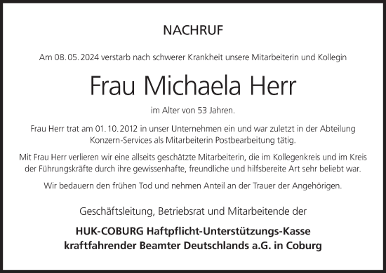 Anzeige von Michaela Herr von MGO