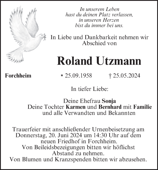 Anzeige von Roland Utzmann von MGO