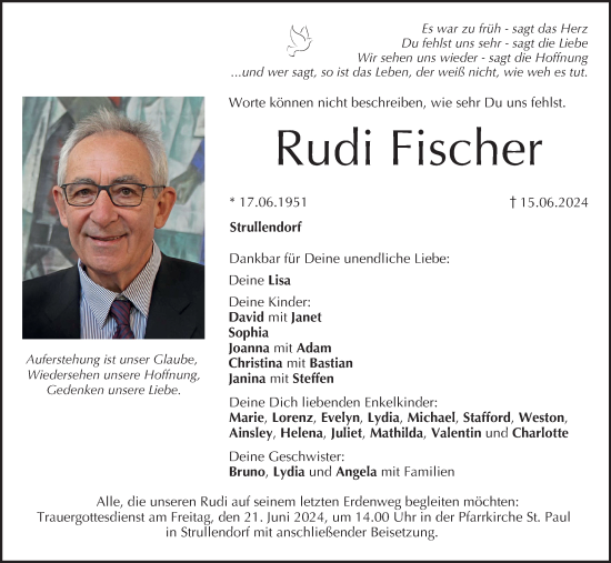 Anzeige von Rudi Fischer von MGO