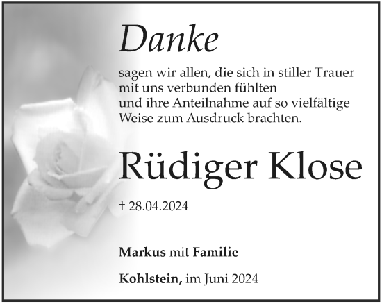 Anzeige von Rüdiger Klose von MGO
