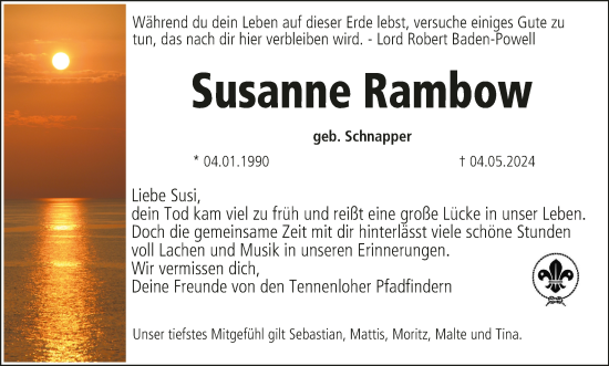 Anzeige von Susanne Rambow von MGO