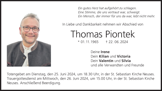 Anzeige von Thomas Piontek von MGO