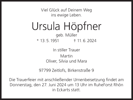 Anzeige von Ursula Höpfner von MGO