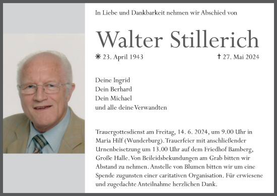 Anzeige von Walter Stillerich von MGO