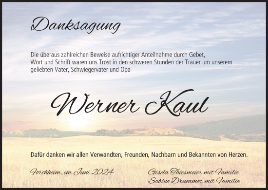 Anzeige von Werner Kaul von MGO
