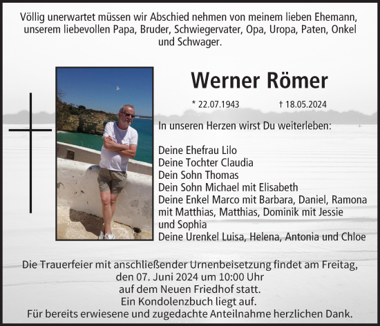 Anzeige von Werner Römer von MGO