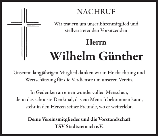 Anzeige von Wilhelm Günther von MGO