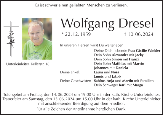 Anzeige von Wolfgang Dresel von MGO