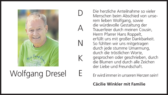Anzeige von Wolfgang Dresel von MGO