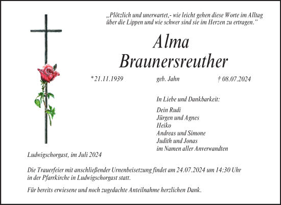 Anzeige von Alma Braunersreuther von MGO